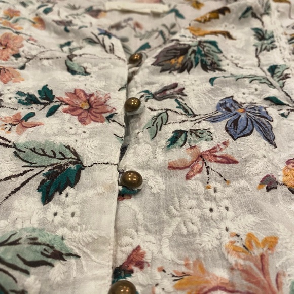 Anthropologie Ginevra Lace Babydoll Blouse Petite Large Lacey Top Floral Peplum - Picture 5 of 10